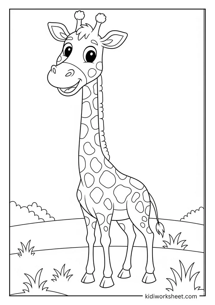 Happy giraffe coloring standing