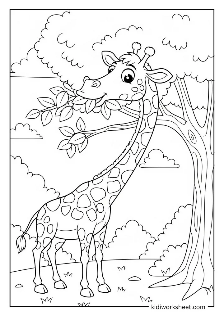 Giraffe eating leaves from tree