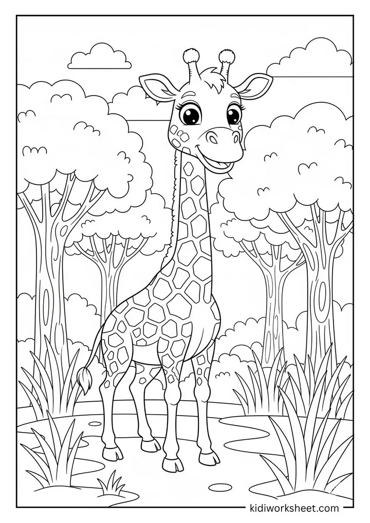 Giraffe in sunny jungle