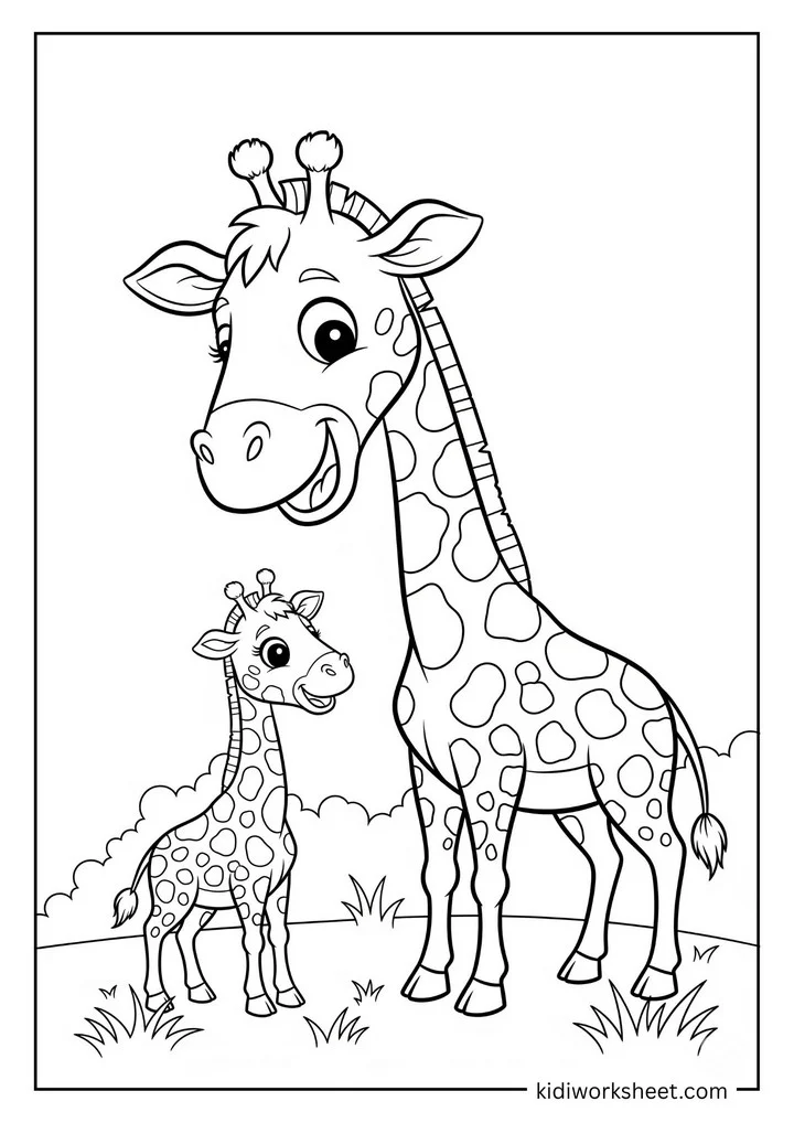 Mother and baby giraffe