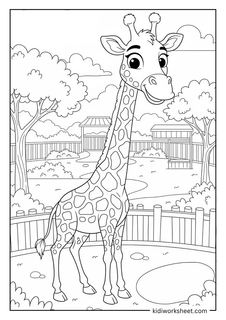 Giraffe in zoo enclosure