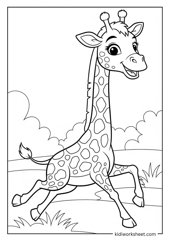 Giraffe running playfully