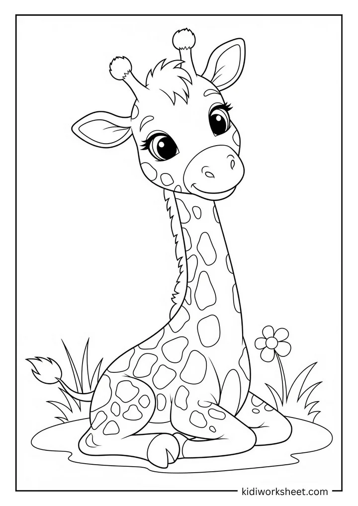 Baby giraffe sitting
