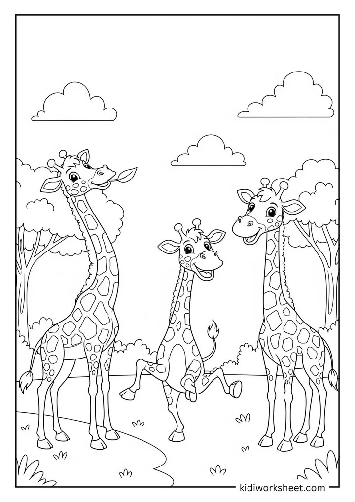 Three happy giraffes
