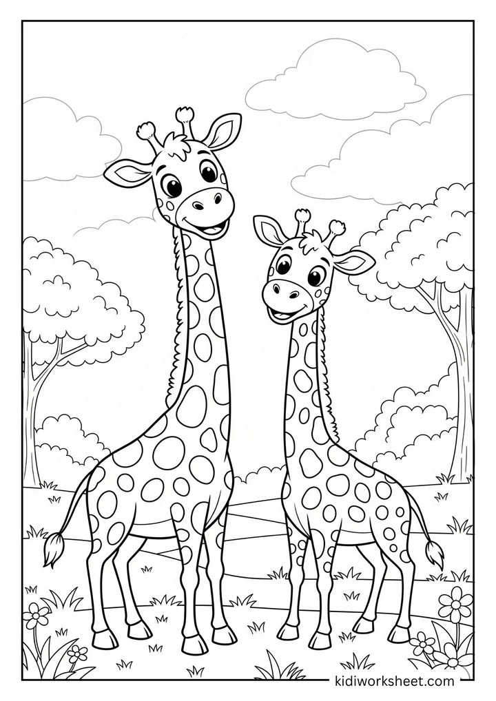 Two giraffes standing