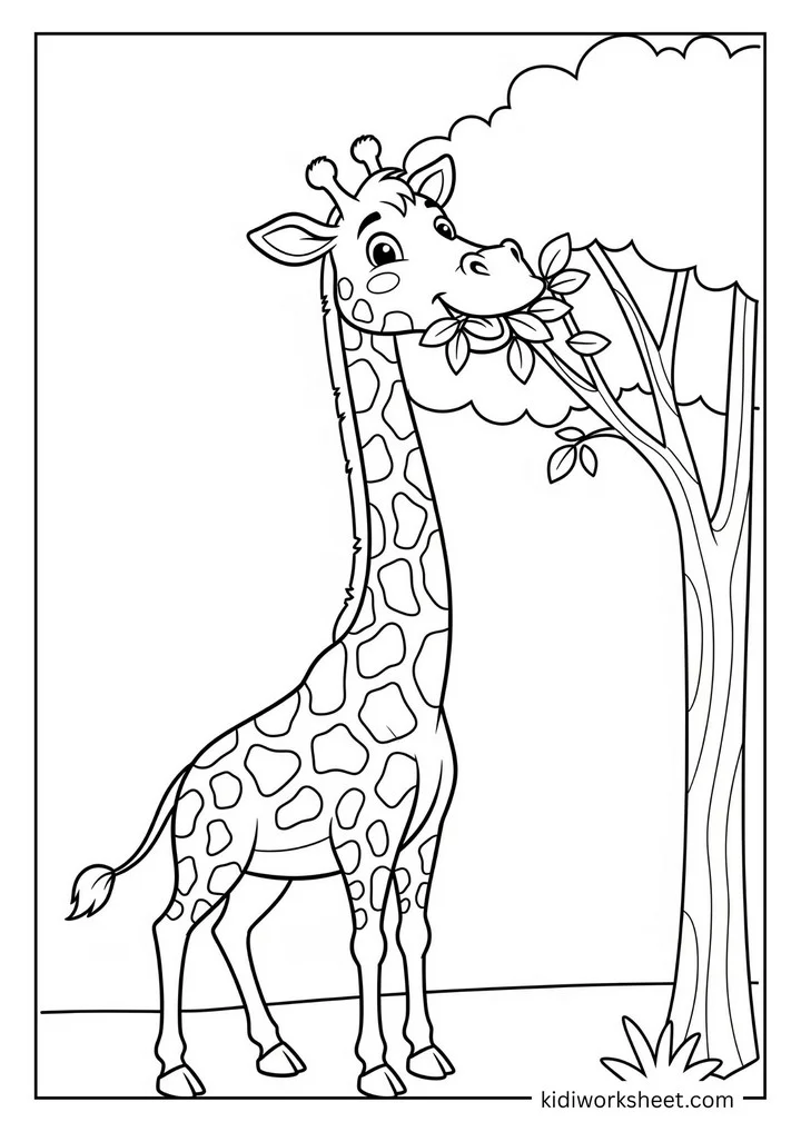 Giraffe eating leaves