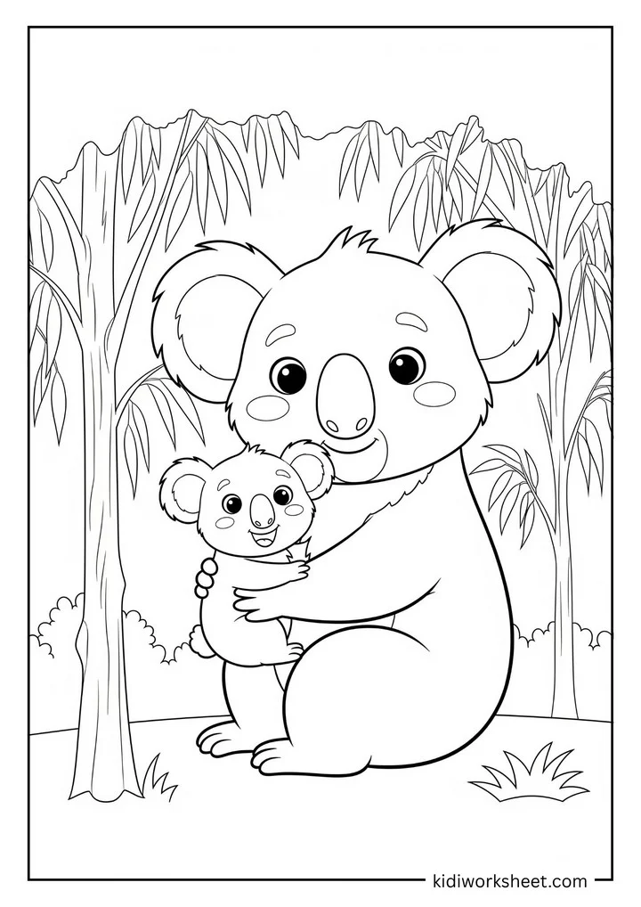 Mother and baby koala