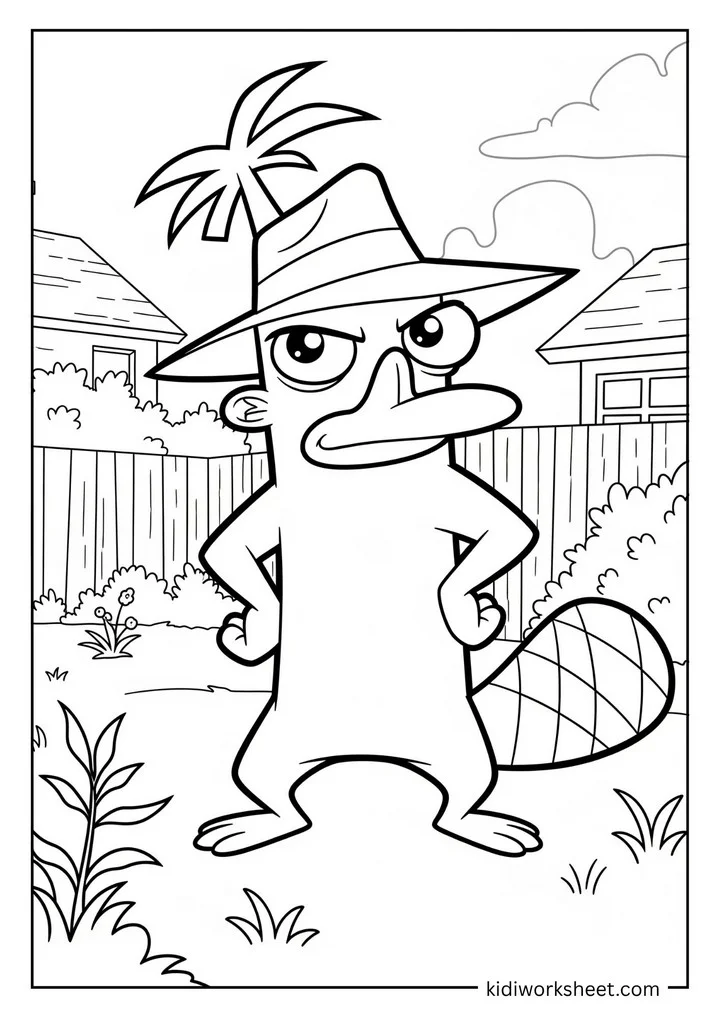 Perry the Platypus in his yard