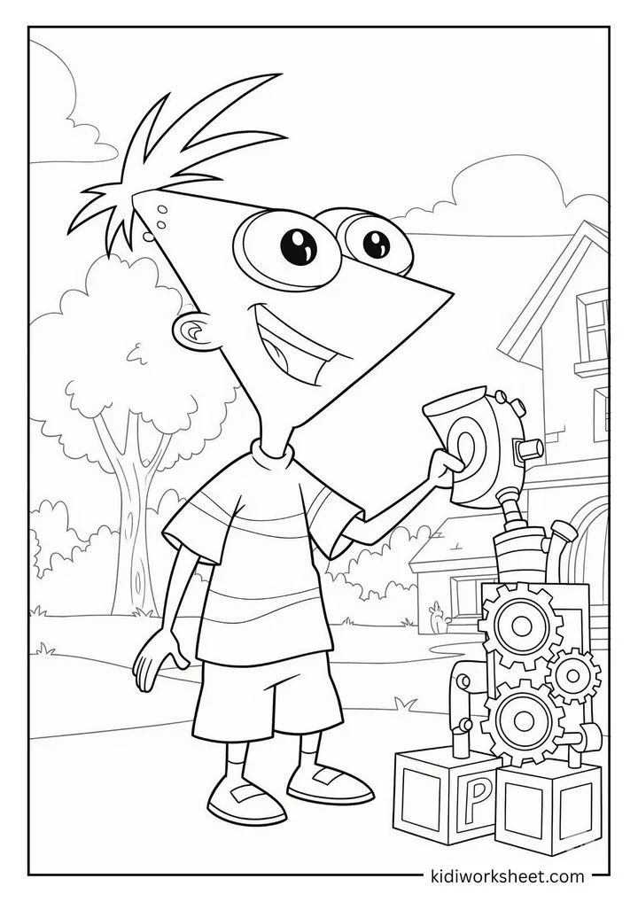 Phineas Flynn with a device
