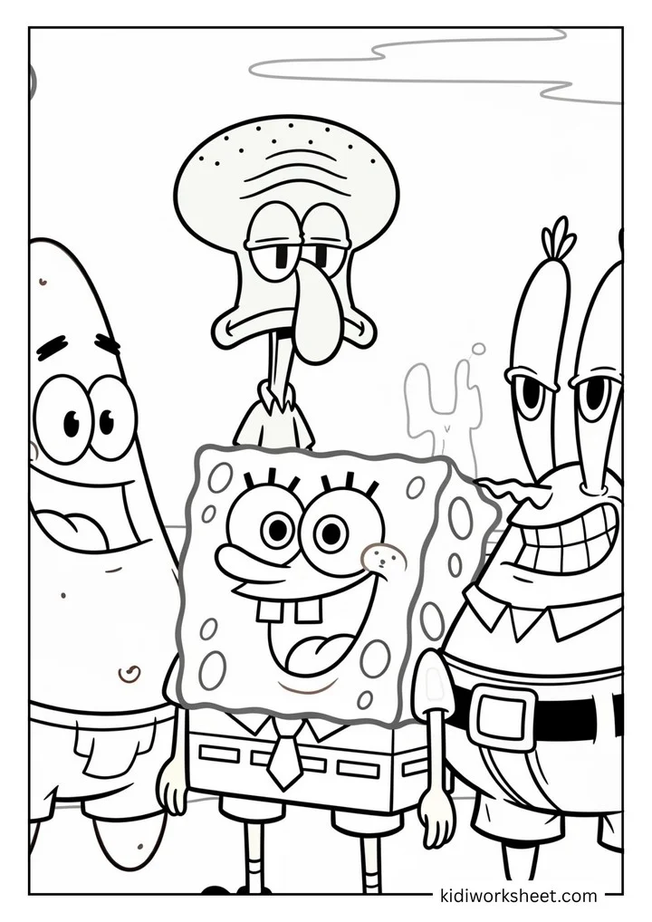 SpongeBob with his friends