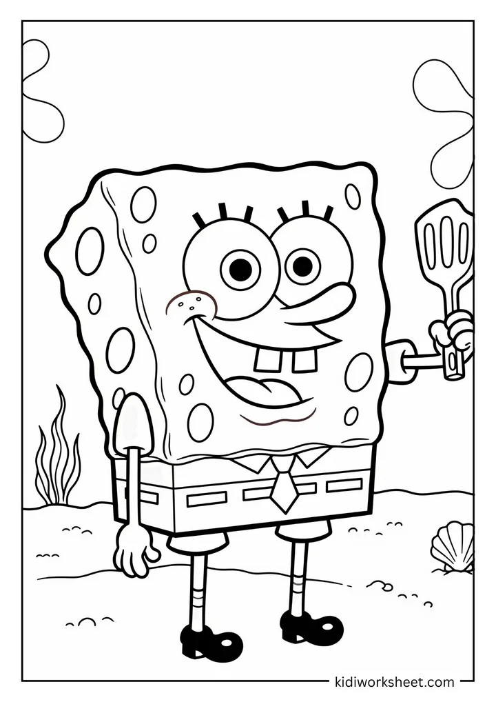 SpongeBob holding a spatula