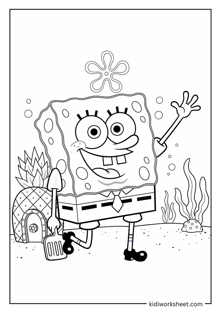 SpongeBob ready to flip patties