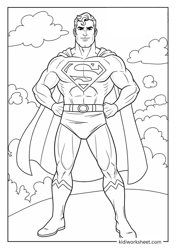 Superman standing in the clouds