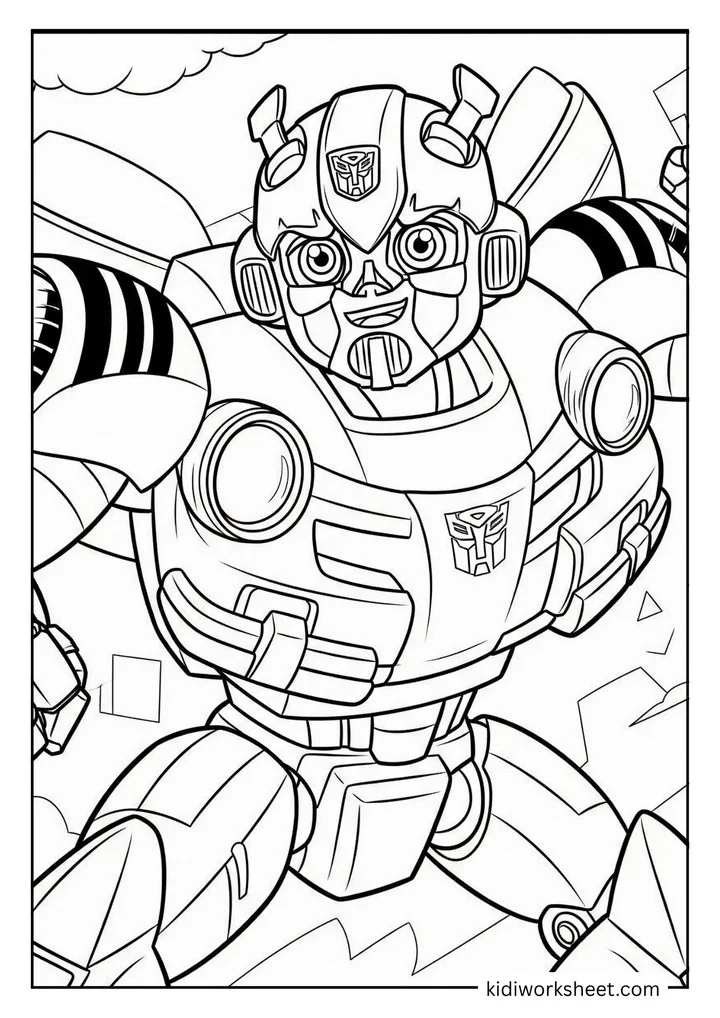 A close-up of a friendly Autobot