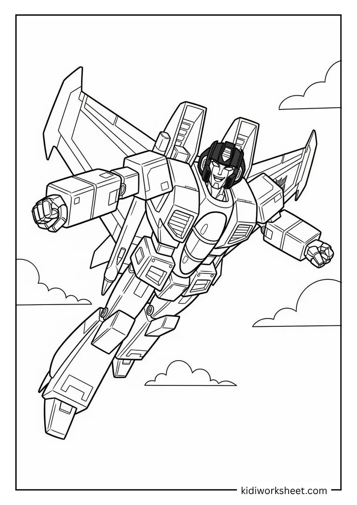 A Transformer flying through the clouds