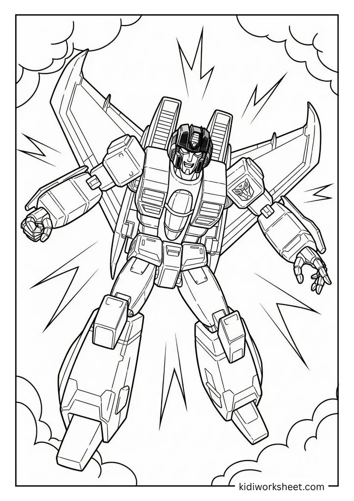 A Transformer jet in an action pose