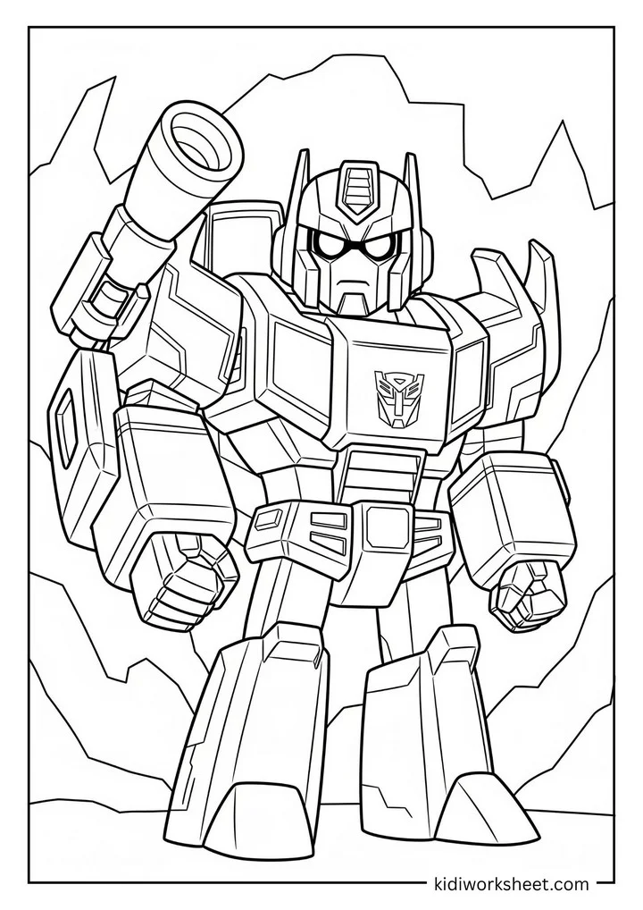 An Autobot in a rocky terrain