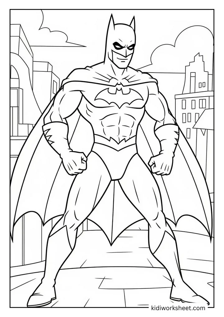 Batman standing in Gotham City