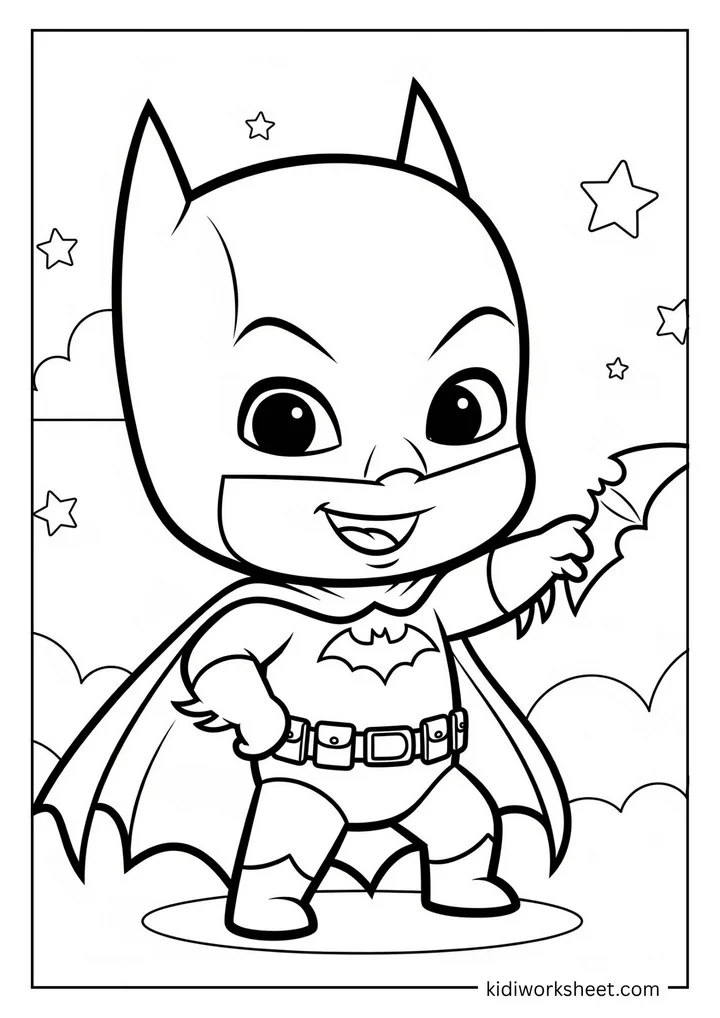 Chibi Batman smiling and waving