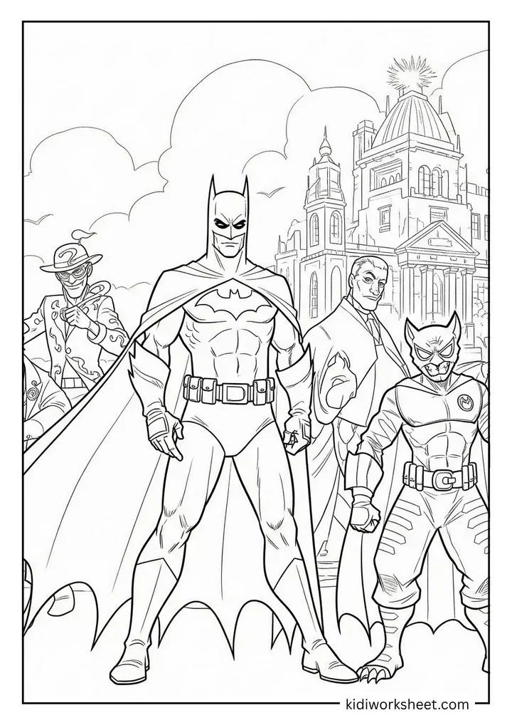 Batman with allies and villains