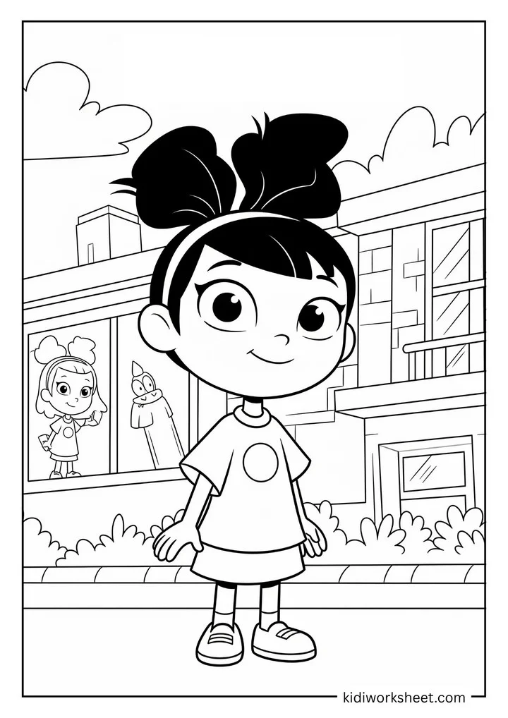 A cute girl with pigtails