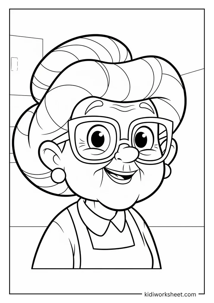A close-up of a friendly grandmother