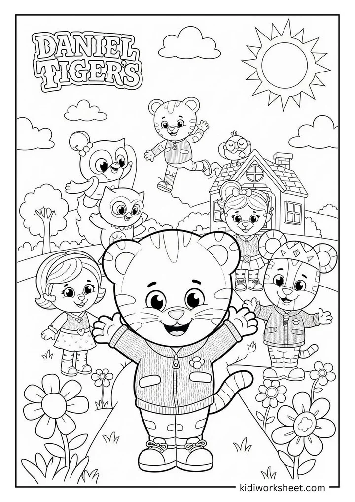 Daniel Tiger and friends playing outside