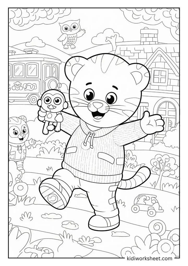 Daniel Tiger and friends in the woods