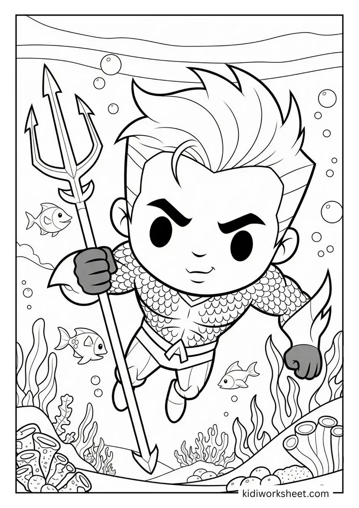 Chibi Aquaman with his trident