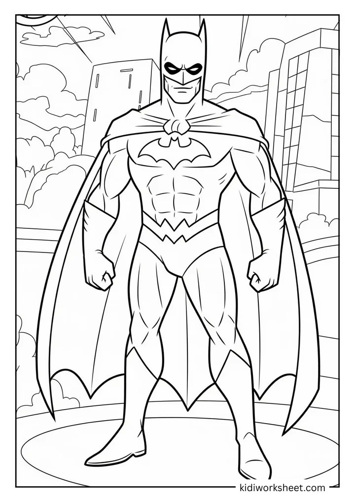 Batman standing in front of buildings