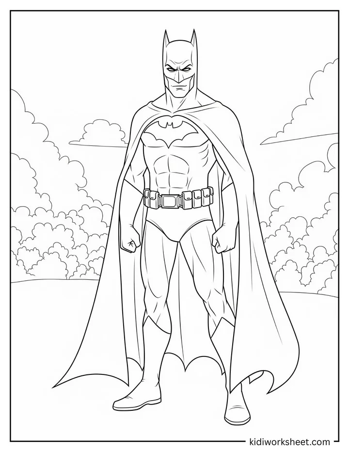 Batman Heroic Stance Coloring Page