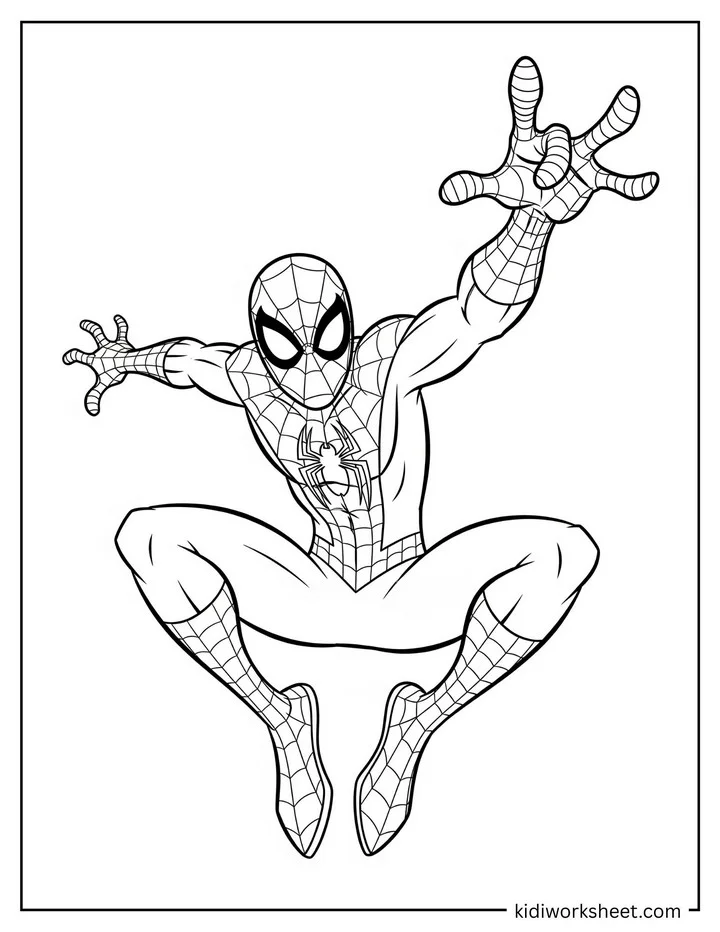 Spiderman Leaping Action Coloring