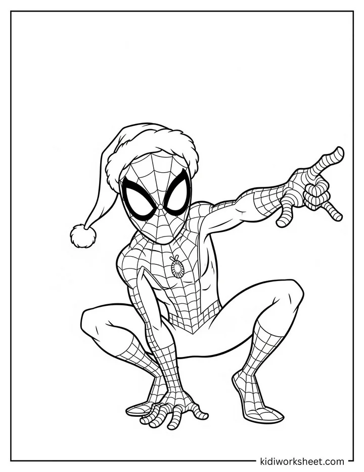 Christmas Spiderman Crouching Pose