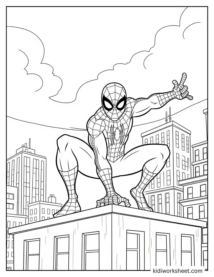 Spiderman City Rooftop Crouch