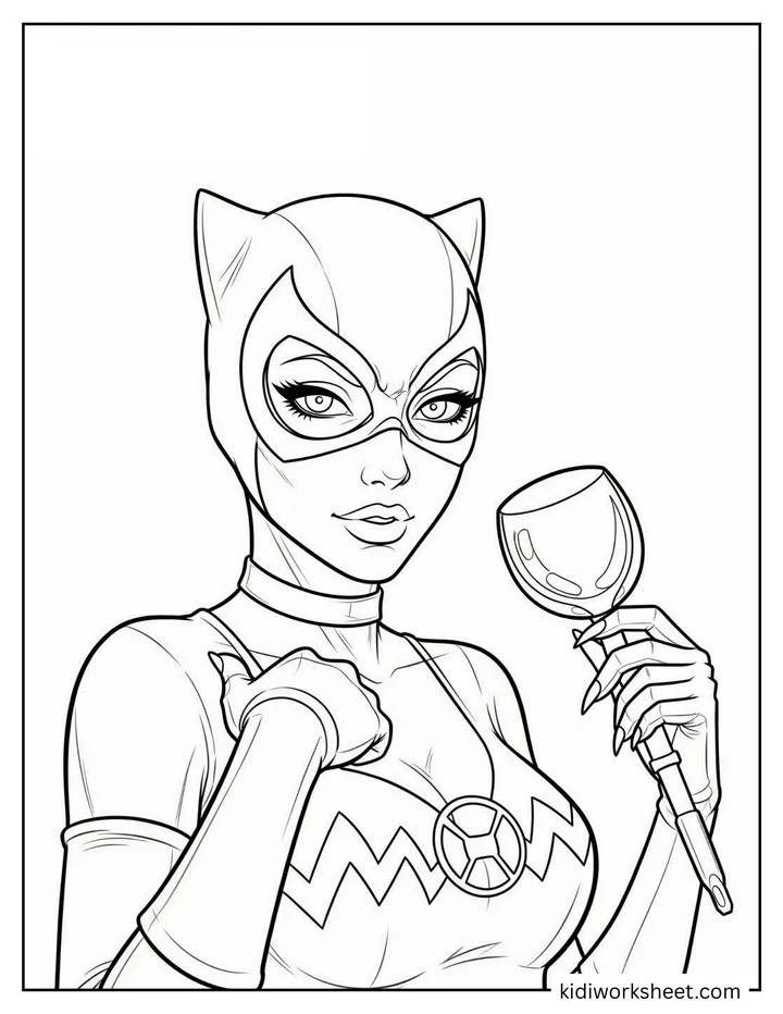 Catwoman Holding Glass