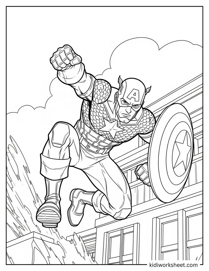 Captain America Leaping Action