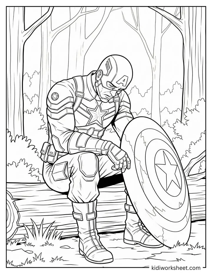 Captain America Resting in Forest