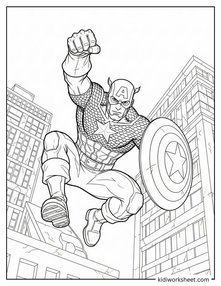 Captain America Soaring Upward Heroically