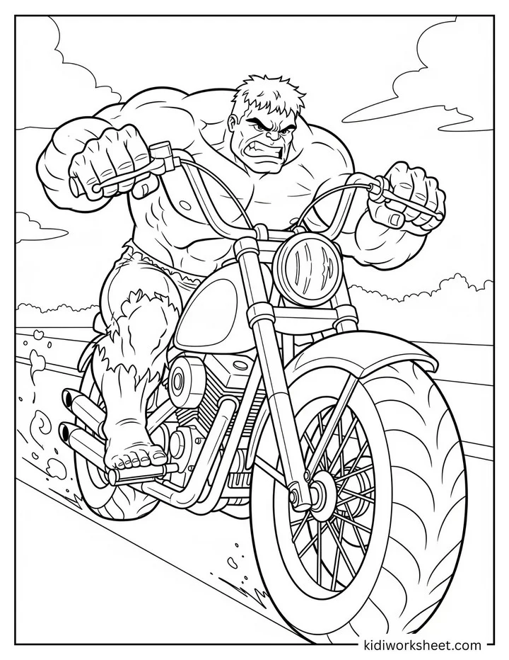Hulk Riding Motorcycle Fast