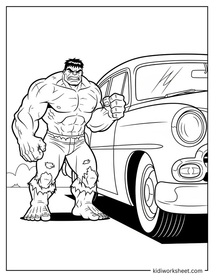 Hulk Punching Classic Car
