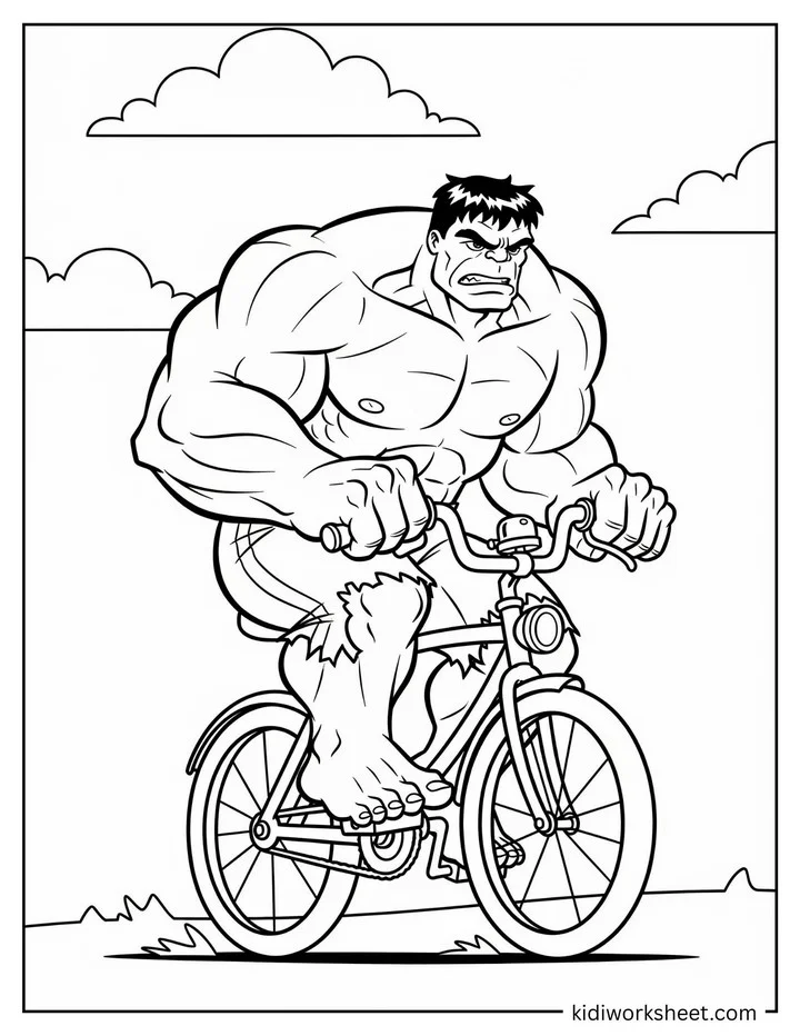 Hulk Riding Bicycle Outdoors