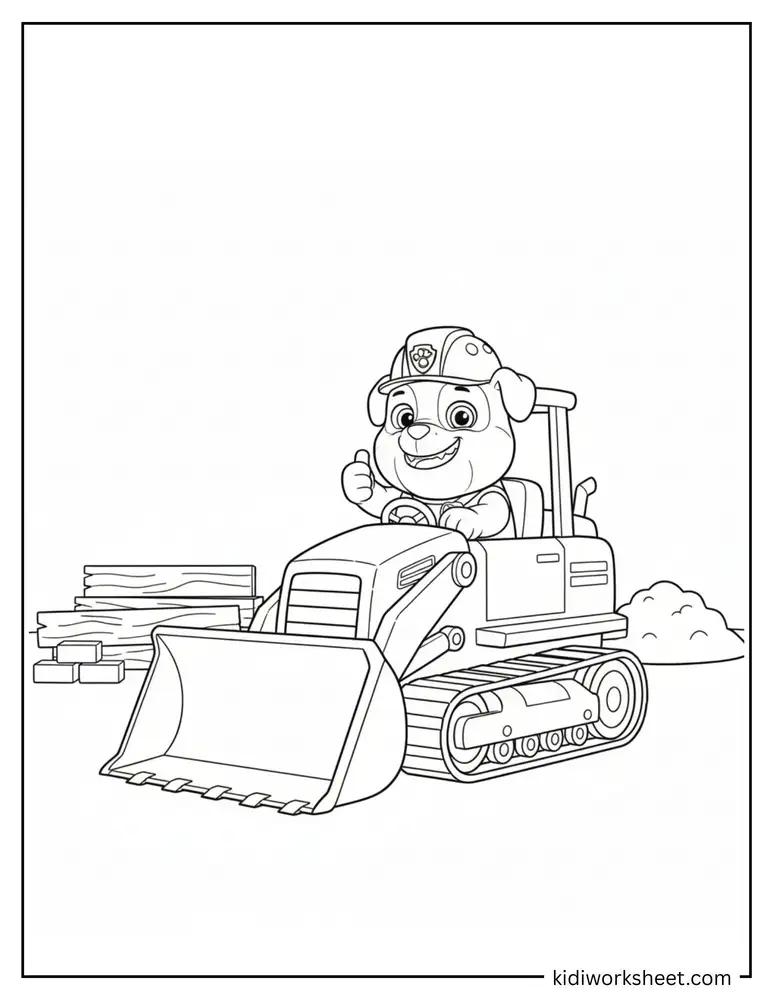 Rubble thumbs up on bulldozer