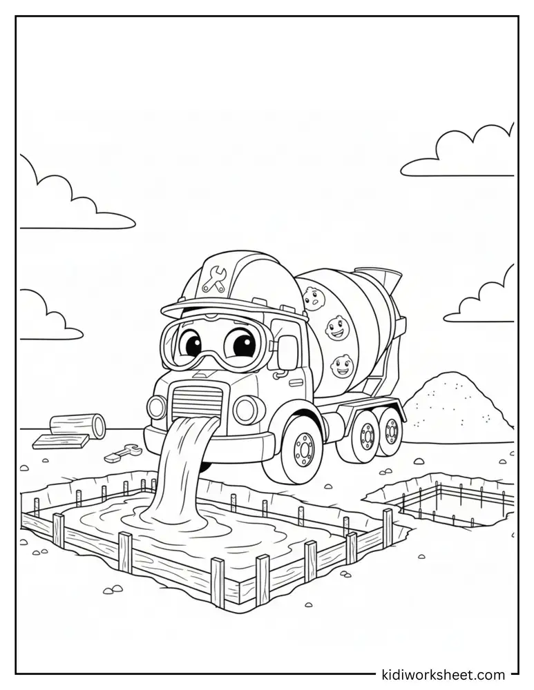 Cement mixer pouring concrete