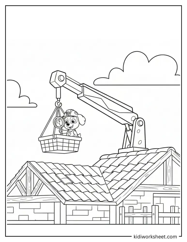 Small pup carried by crane