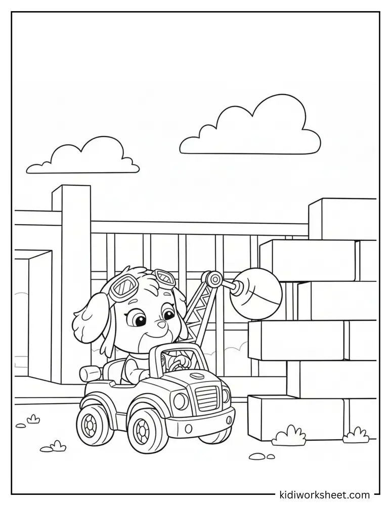 Pup preparing to wreck wall