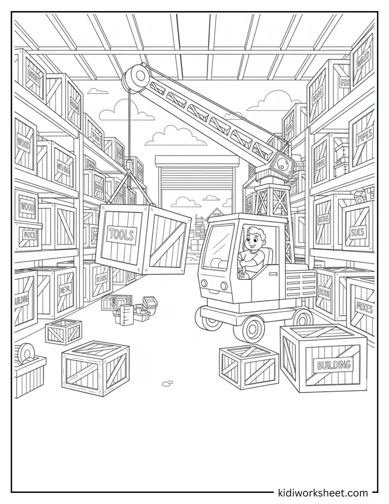 Forklift lifting box of tools