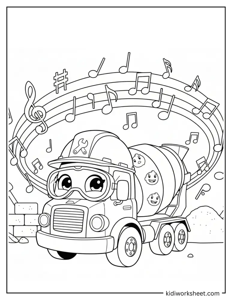 Cement mixer truck with music
