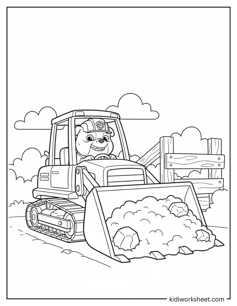 Rubble pushing dirt with bulldozer